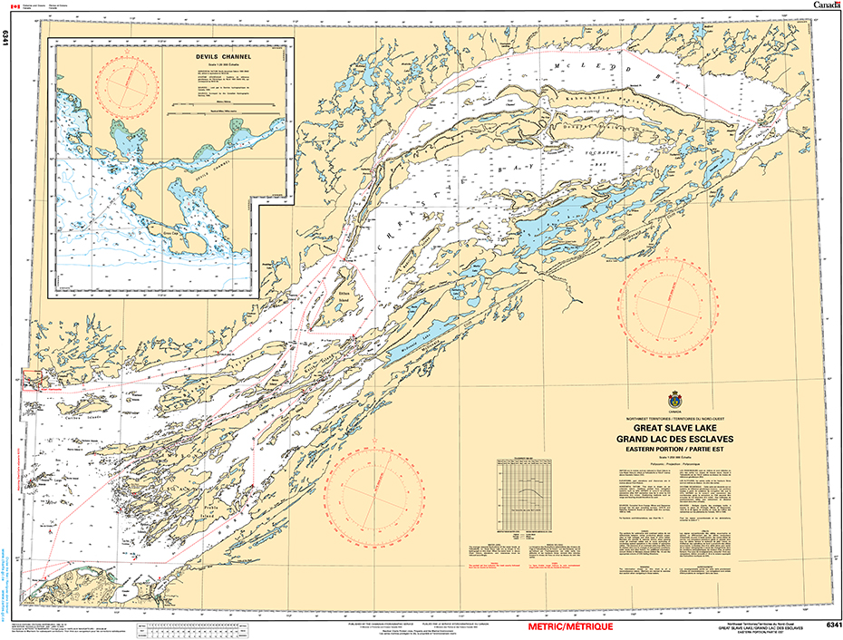 CHS Print-on-Demand Charts Canadian Waters-6341: Great Slave Lake/Grand lac des Esclaves, Eastern Portion/Partie est, CHS POD Chart-CHS6341