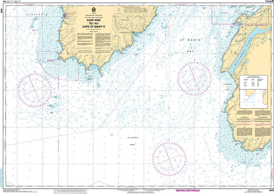 CHS Print-on-Demand Charts Canadian Waters-4842: Cape Pine to/au Cape St. Marys, CHS POD Chart-CHS4842