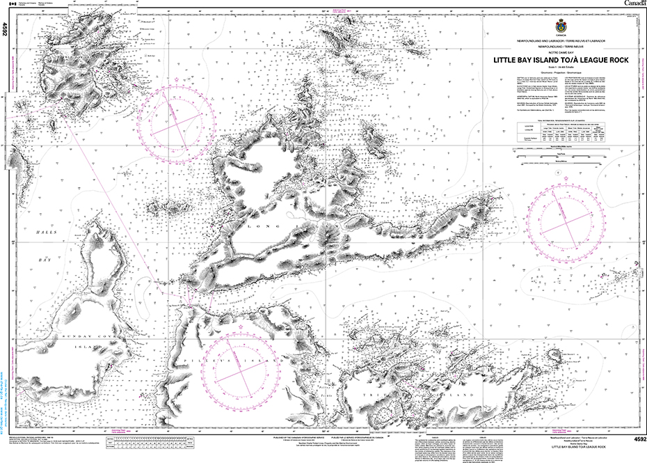 CHS Print-on-Demand Charts Canadian Waters-4592: Little Bay Island to / € League Rock, CHS POD Chart-CHS4592