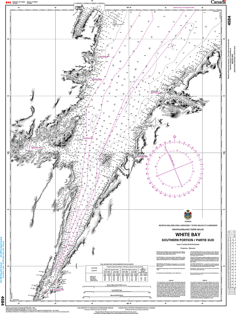 CHS Print-on-Demand Charts Canadian Waters-4584: White Bay - Southern Part / Partie Sud, CHS POD Chart-CHS4584