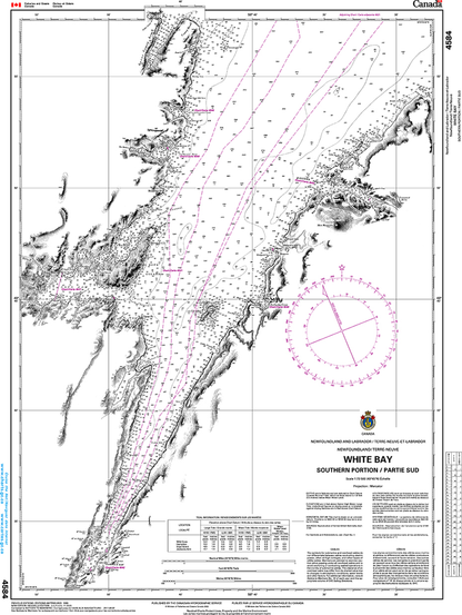 CHS Print-on-Demand Charts Canadian Waters-4584: White Bay - Southern Part / Partie Sud, CHS POD Chart-CHS4584