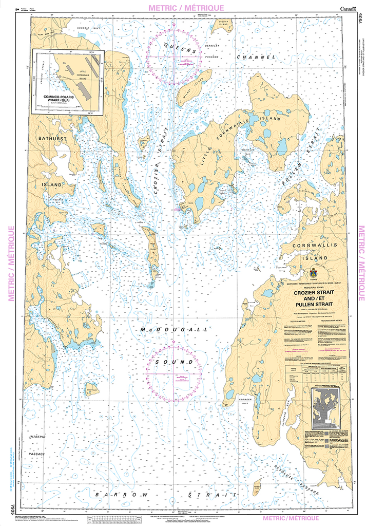 CHS Print-on-Demand Charts Canadian Waters-7935: Crozier Strait and/et Pullen Strait, CHS POD Chart-CHS7935