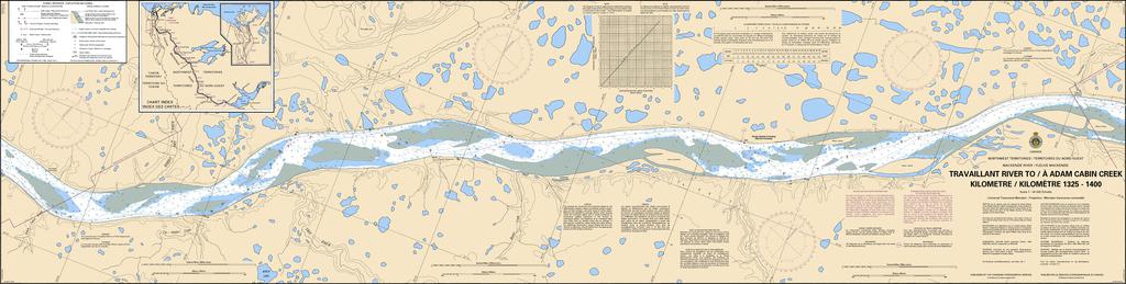 CHS Chart 6425: Travaillant River to/à Adam Cabin Creek Kilometre 1325 / Kilomètre 1400