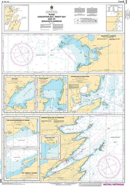 CHS Print-on-Demand Charts Canadian Waters-4849: Plans, Conception Bay, Trinity Bay and / et Bonavista Harbour, CHS POD Chart-CHS4849