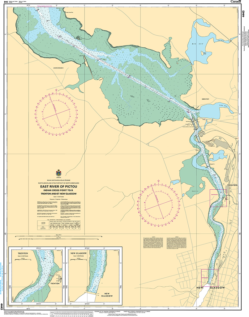 CHS Print-on-Demand Charts Canadian Waters-4443: East River of Pictou: Indian Cross Point to / € Trenton and New Glasgow, CHS POD Chart-CHS4443