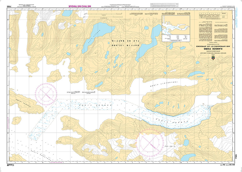 CHS Print-on-Demand Charts Canadian Waters-7195: Kangok Fiord and Approaches/et les Approches, CHS POD Chart-CHS7195