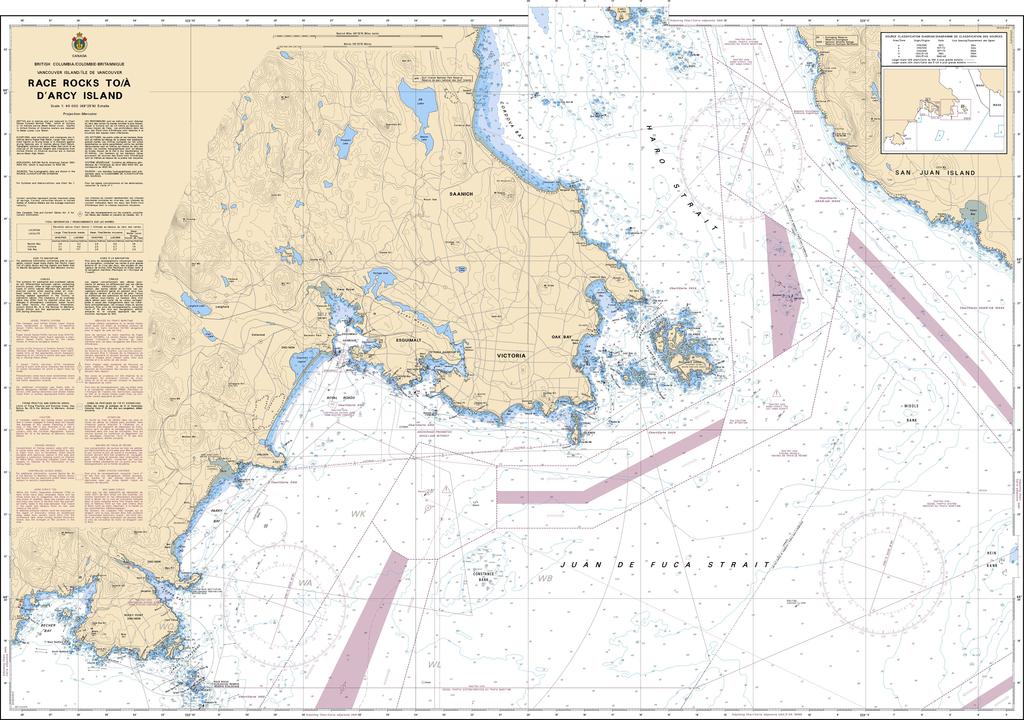 CHS Chart 3440: Race Rocks to/à DArcy Island