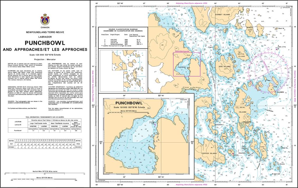 CHS Chart 5080: Punchbowl Inlet and Approaches / et les approches