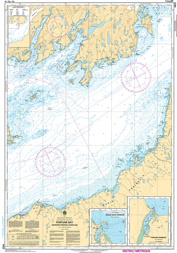 CHS Print-on-Demand Charts Canadian Waters-4832: Fortune Bay - Southern Portion/Partie Sud, CHS POD Chart-CHS4832