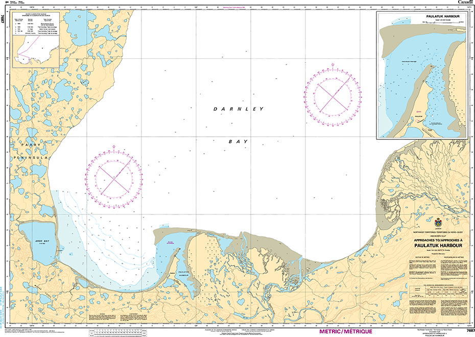 CHS Print-on-Demand Charts Canadian Waters-7687: Approaches to/Approches € Paulatuk Harbour, CHS POD Chart-CHS7687