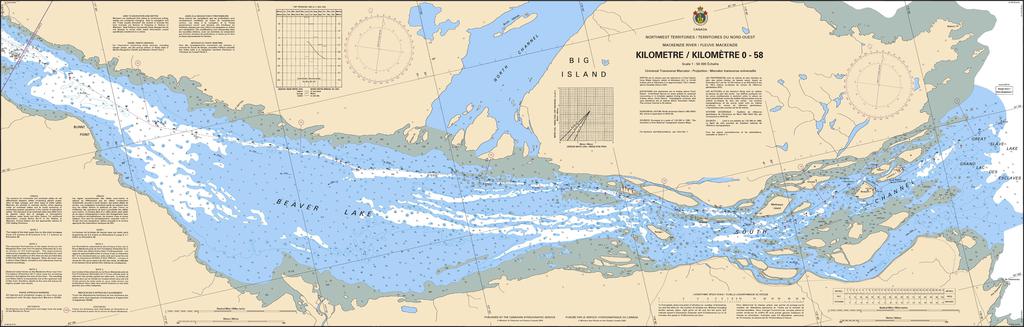 CHS Chart 6452: Mackenzie River / Fleuve Mackenzie (Kilometre / Kilomètre 0-58)