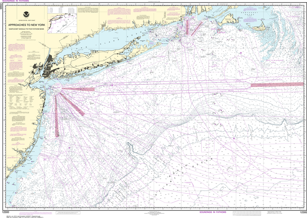 NOAA Chart 12300: Approaches to New York, Nantucket Shoals to Five Fathom Bank
