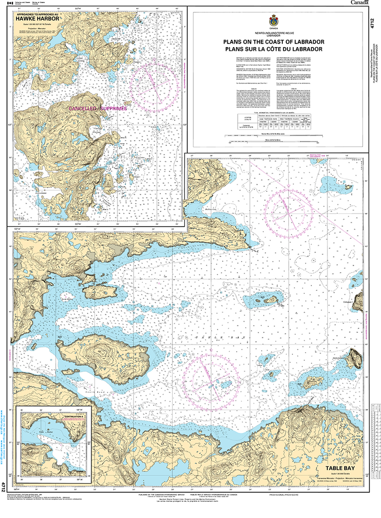 CHS Print-on-Demand Charts Canadian Waters-4712: Plans on the Coast of Labrador/Plans sur la c™te du Labrador, CHS POD Chart-CHS4712