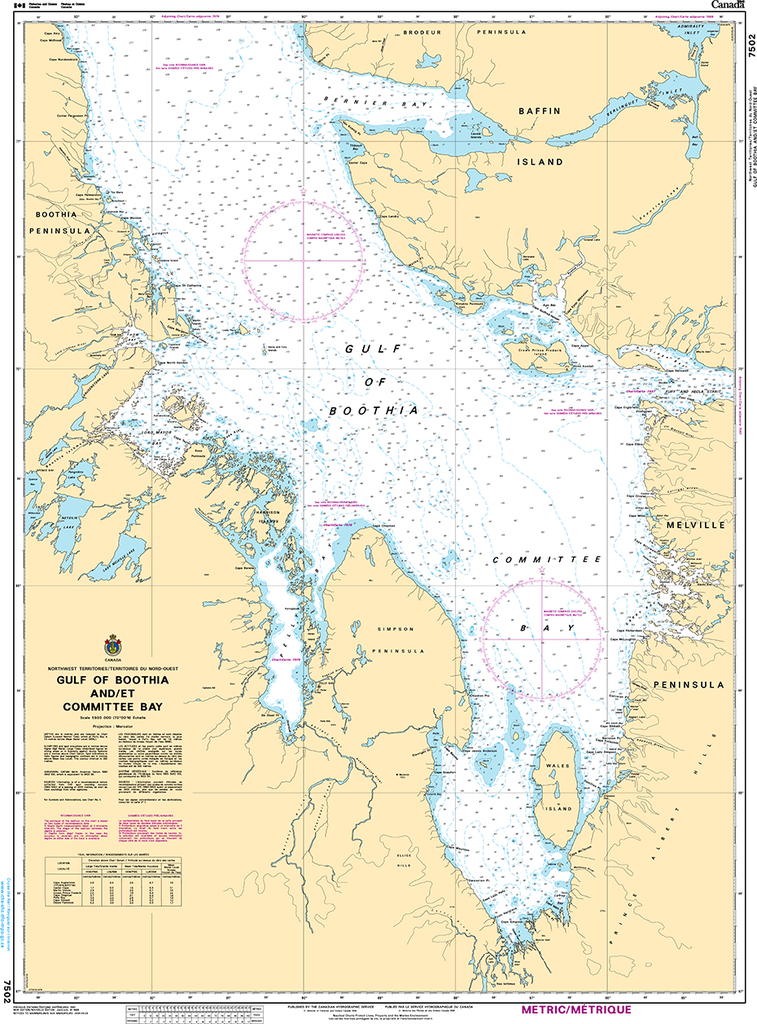 CHS Print-on-Demand Charts Canadian Waters-7502: Gulf of Boothia and/et Committee Bay, CHS POD Chart-CHS7502