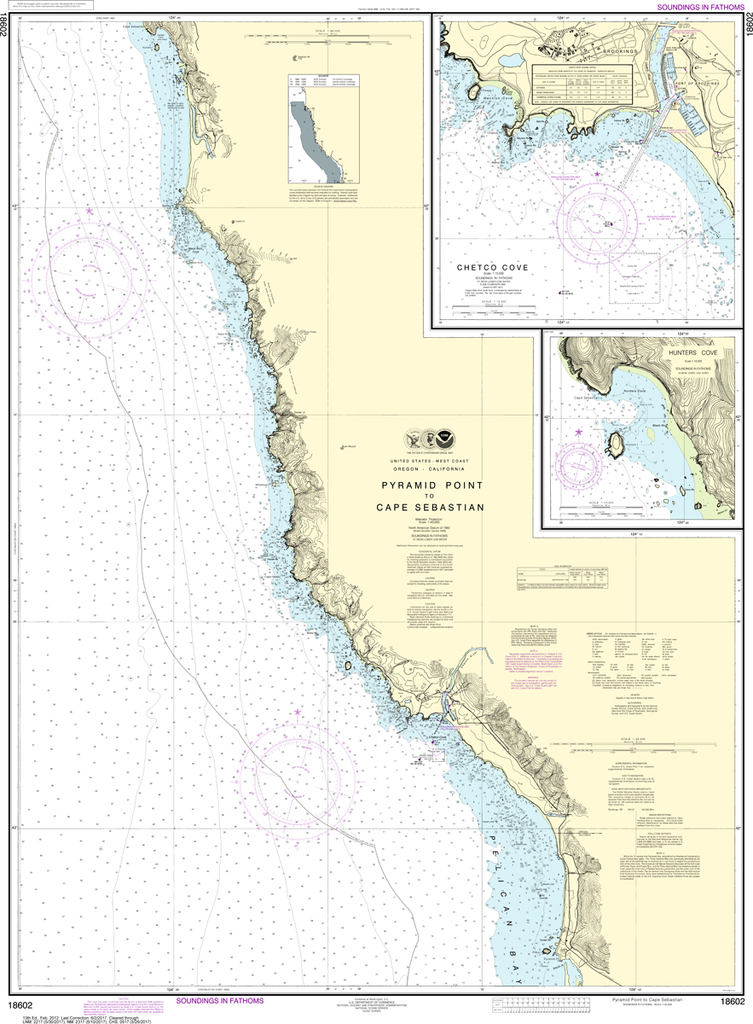 NOAA Chart 18602: Pyramid Point to Cape Sebastian, Chetco Cove, Hunters Cove