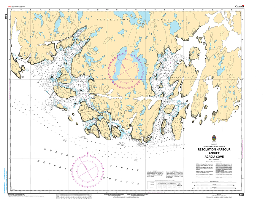 CHS Print-on-Demand Charts Canadian Waters-5459: Resolution Harbour and/et Acadia Cove, CHS POD Chart-CHS5459