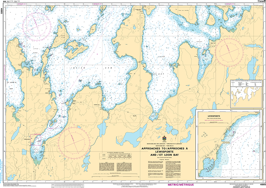 CHS Print-on-Demand Charts Canadian Waters-4865: Approaches to / Approches € Lewisporte and / et Loon Bay, CHS POD Chart-CHS4865