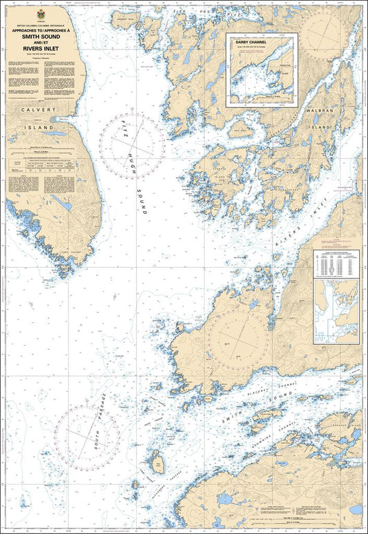 CHS Chart 3934: Approaches to/Approches à Smith Sound and/et Rivers Inlet