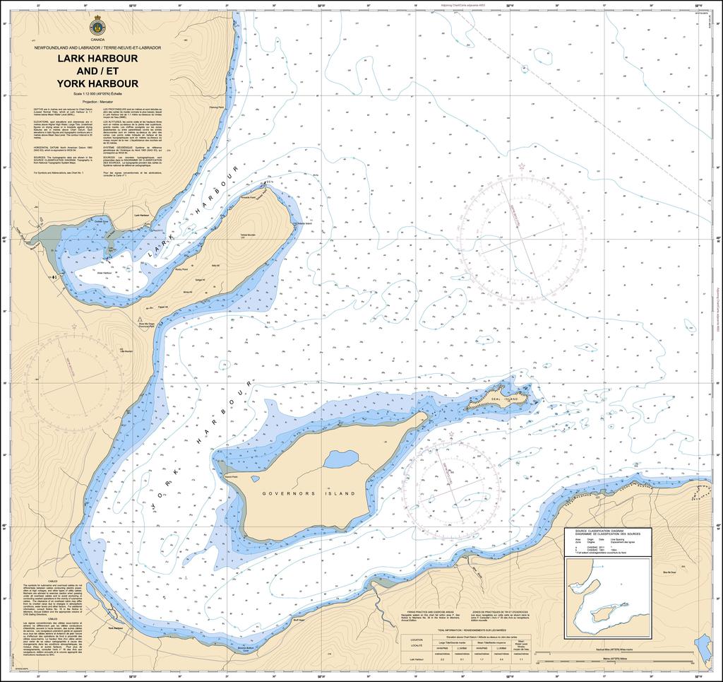 CHS Chart 4654: Lark Harbour and / et York Harbour