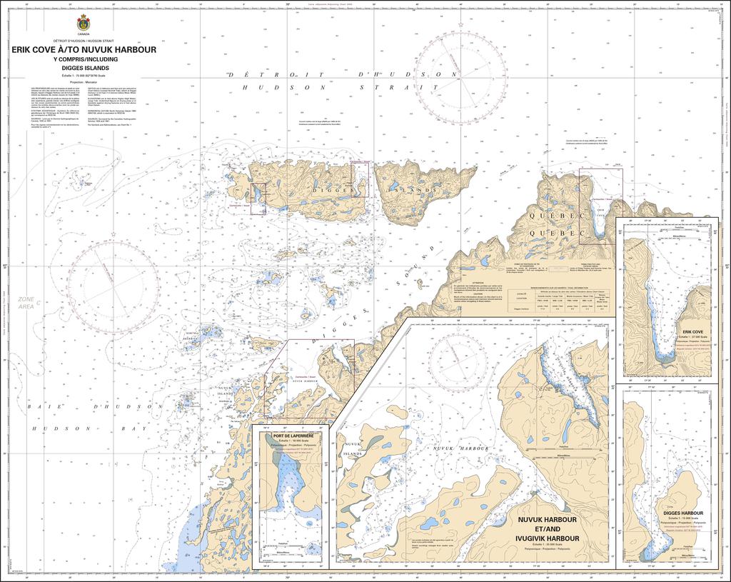 CHS Chart 5412: Erik Cove to/à Nuvuk Harbour including/y compris Digges Islands