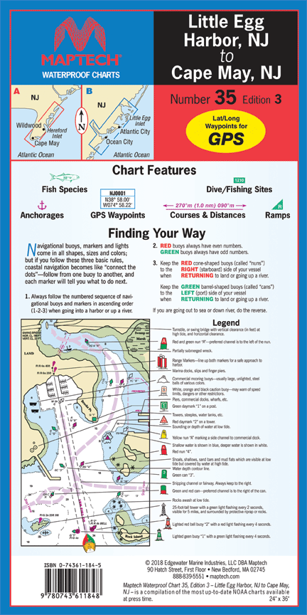Waterproof Chart: Little Egg Harbor, NJ to Cape May, NJ (3rd Ed)