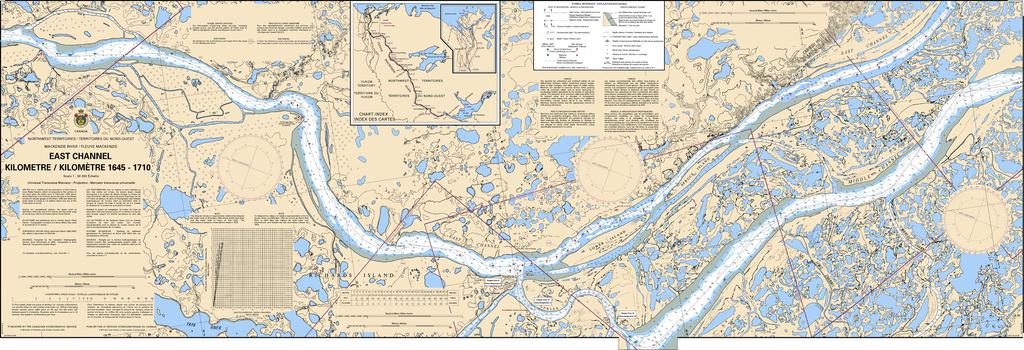 CHS Chart 6430: East Channel, Kilometre/Kilomètre 1645 - 1710