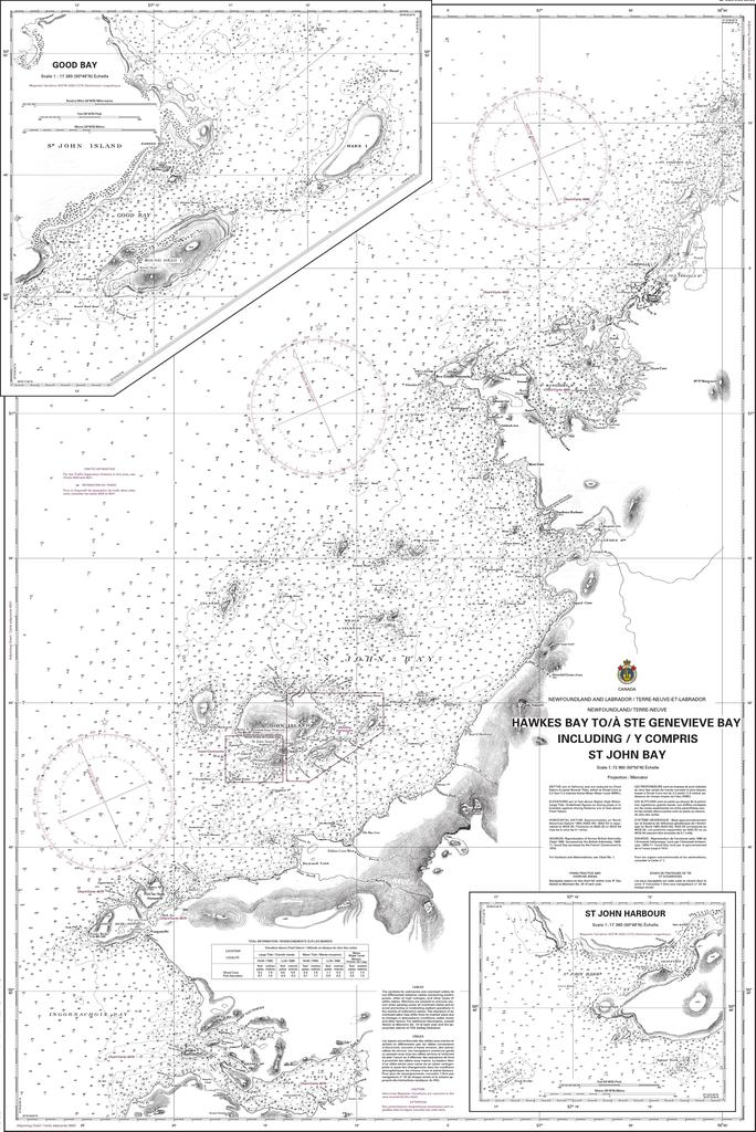 CHS Chart 4680: Hawkes Bay to / à Ste Geneviève Bay including / y compris St. John Bay
