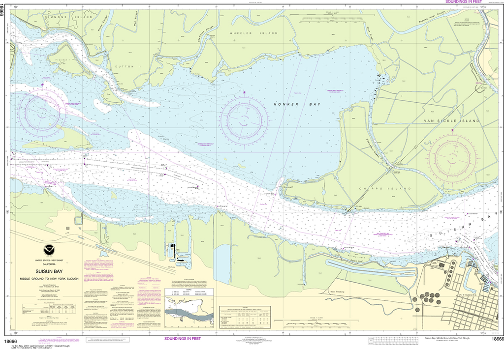 NOAA Chart 18666: Suisun Bay - Middle Ground to New York Slough