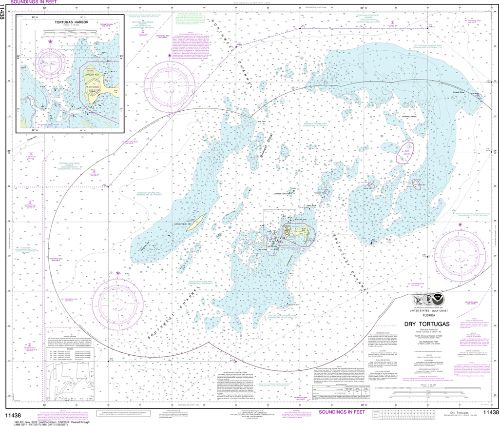 NOAA Chart 11438: Dry Tortugas, Tortugas Harbor