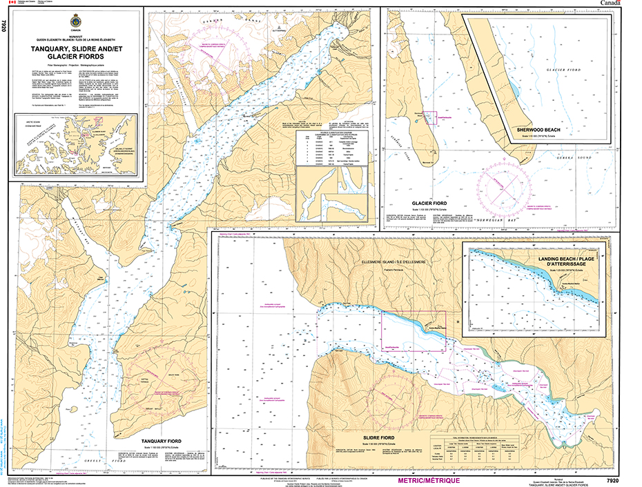 CHS Print-on-Demand Charts Canadian Waters-7920: Tanquary, Slidre and Glacier Fiords, CHS POD Chart-CHS7920