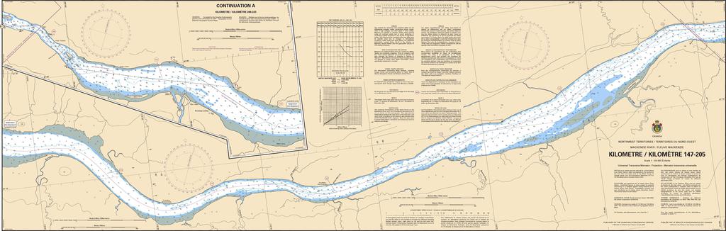 CHS Chart 6455: Mackenzie River / Fleuve Mackenzie (Kilometre / Kilomètre 147-205)