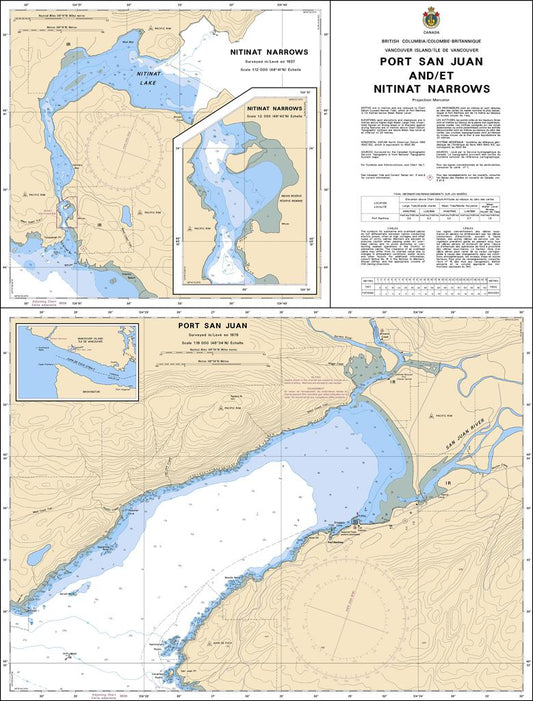 CHS Chart 3647: Port San Juan and/et Nitinat Narrows