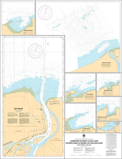 CHS Chart 6371: Harbours in Great Slave Lake / Havres dans le Grand Lacs des Esclaves - South Shore / Côte sud