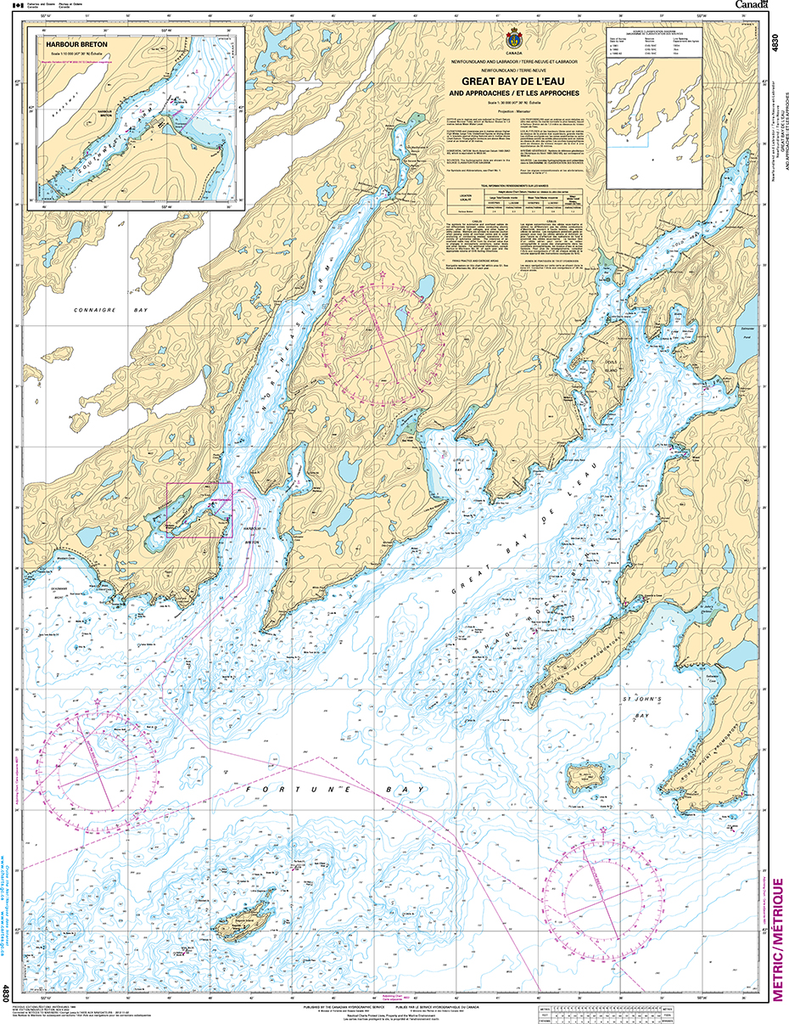 CHS Print-on-Demand Charts Canadian Waters-4830: Great Bay de lEau and Approaches/et les approches, CHS POD Chart-CHS4830
