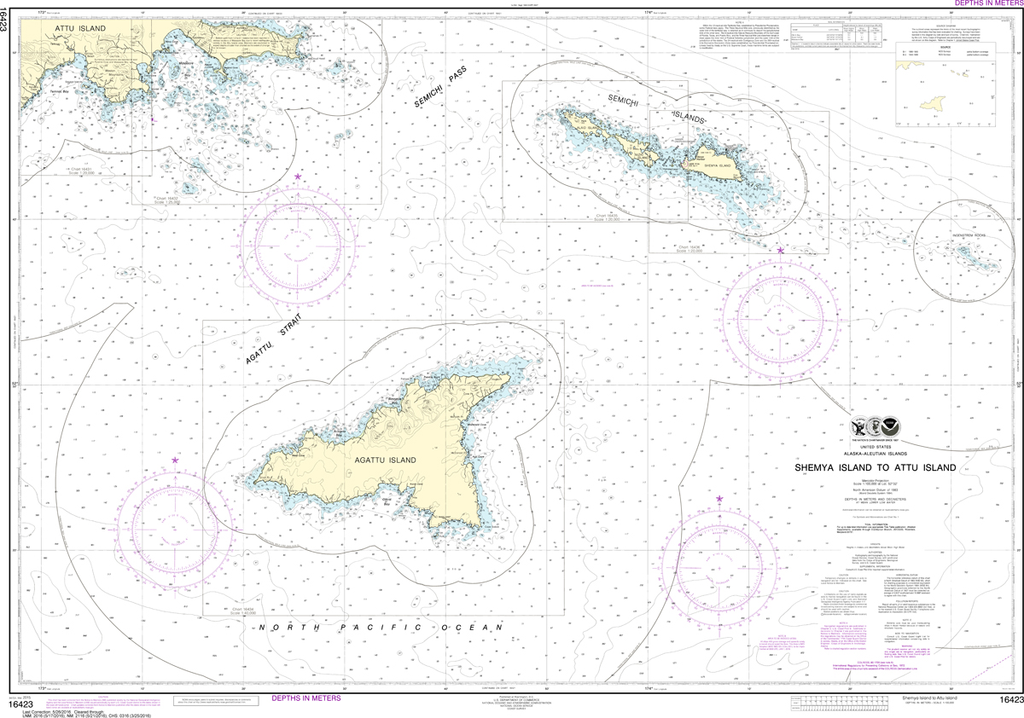 NOAA Chart 16423: Shemya Island to Attu Island