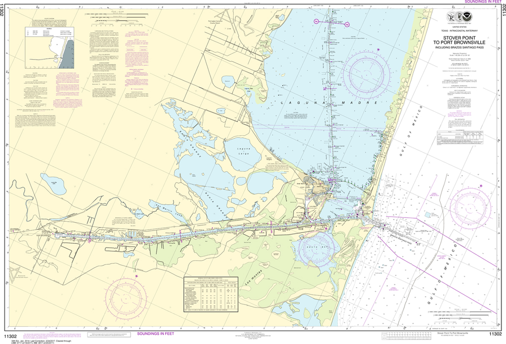 NOAA Chart 11302: Intracoastal Waterway - Stover Point to Port Brownsville-including Brazos Santiago Pass