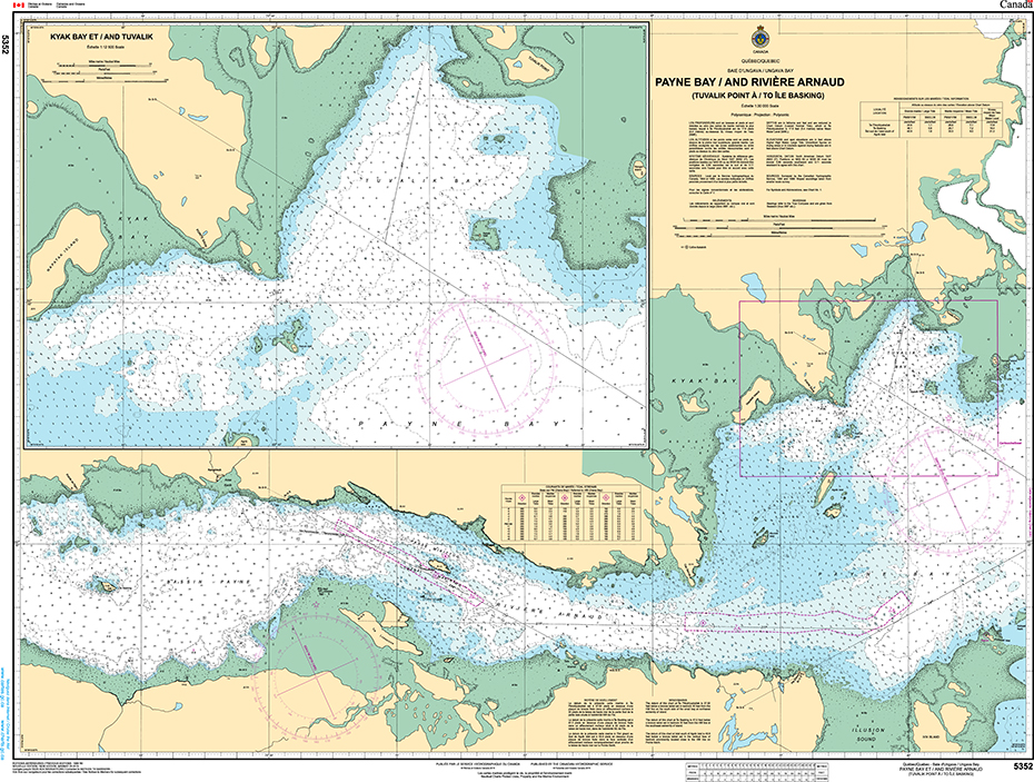 CHS Print-on-Demand Charts Canadian Waters-5352: Payne Bay et/and RiviЏre Arnaud (Tuvalik Point €/to Ile Basking), CHS POD Chart-CHS5352