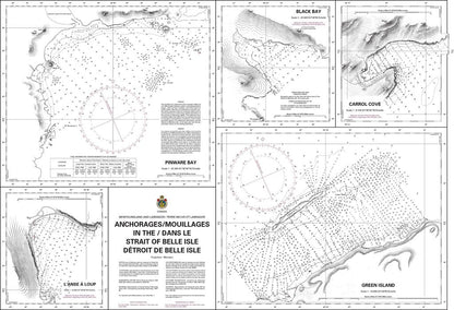 CHS Chart 4668: Anchorages / Mouillages in the / dans le Strait of Belle Isle / Détroit de Belle Isle