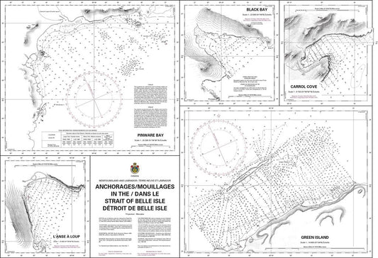 CHS Chart 4668: Anchorages / Mouillages in the / dans le Strait of Belle Isle / Détroit de Belle Isle