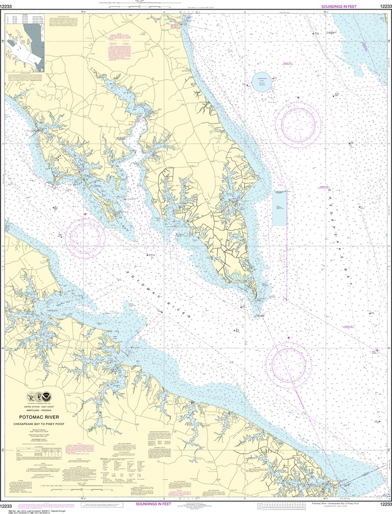 NOAA Chart 12233: Potomac River - Chesapeake Bay to Piney Point