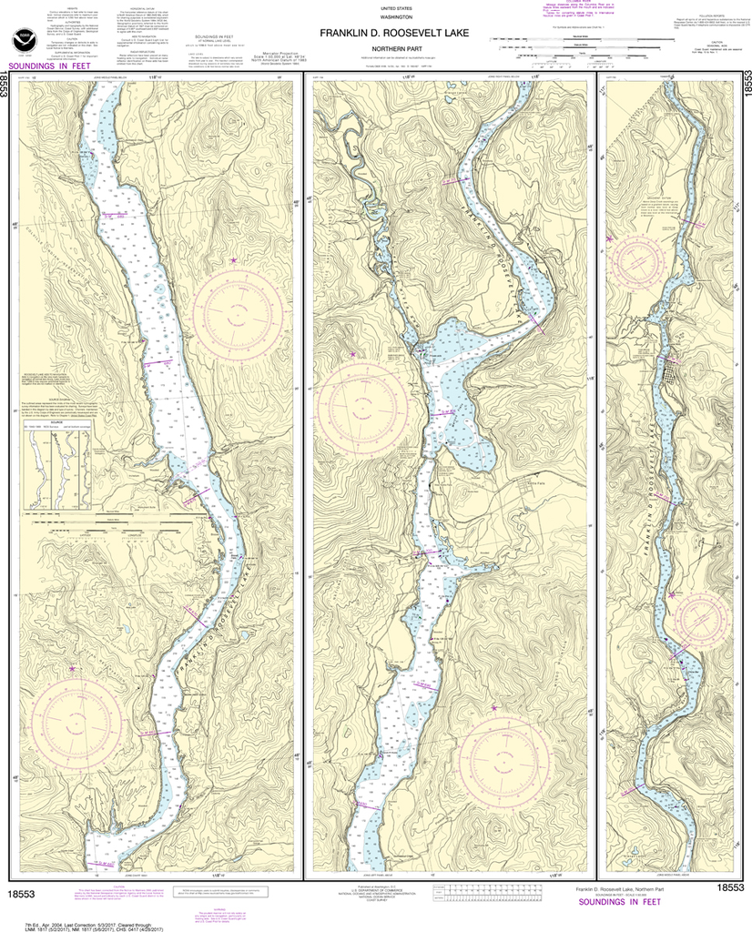 NOAA Chart 18553: Franklin D Roosevelt Lake - Northern Part