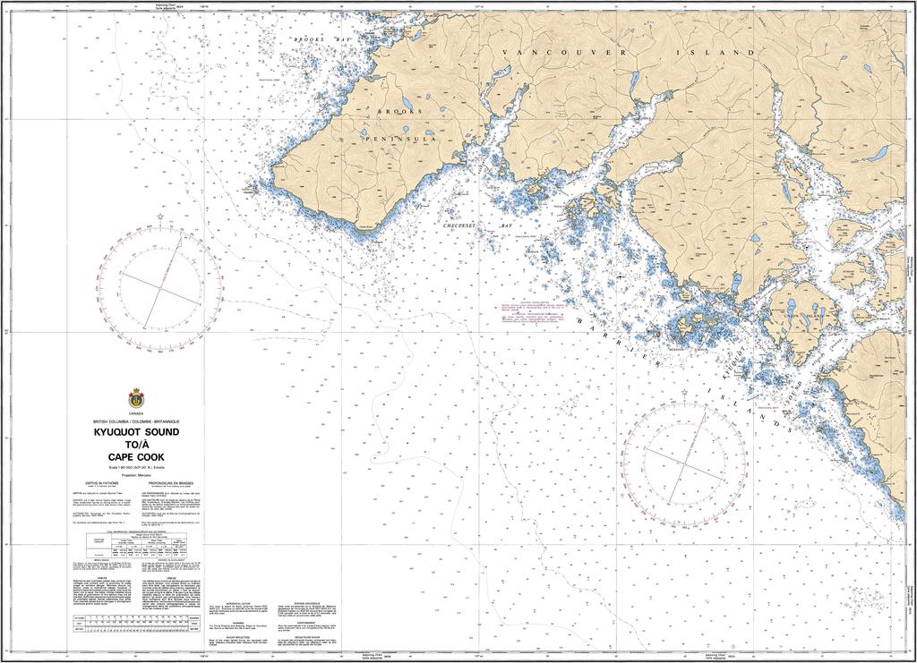 CHS Chart 3623: Kyuquot Sound to/à Cape Cook