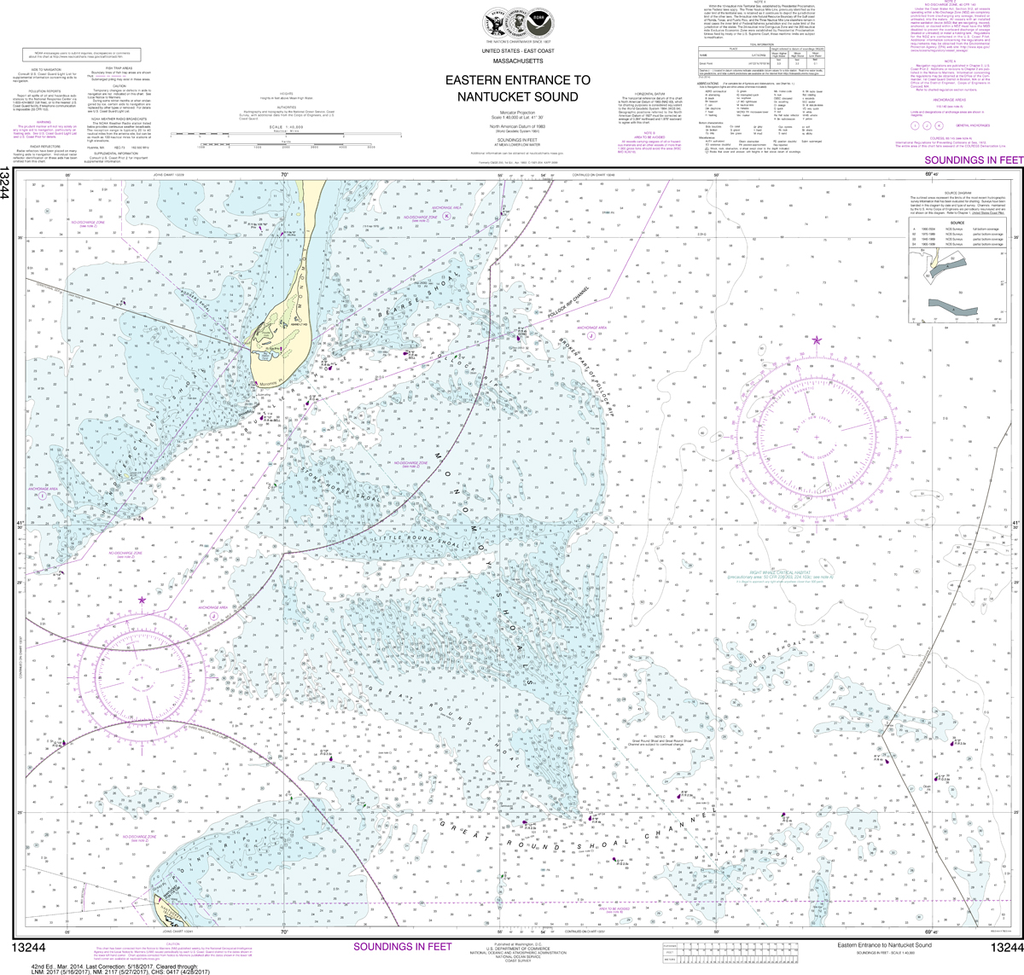 NOAA Chart 13244: Eastern Entrance to Nantucket Sound
