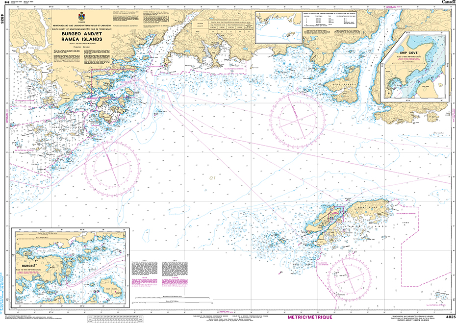 CHS Print-on-Demand Charts Canadian Waters-4825: Burgeo and/et Ramea Islands, CHS POD Chart-CHS4825