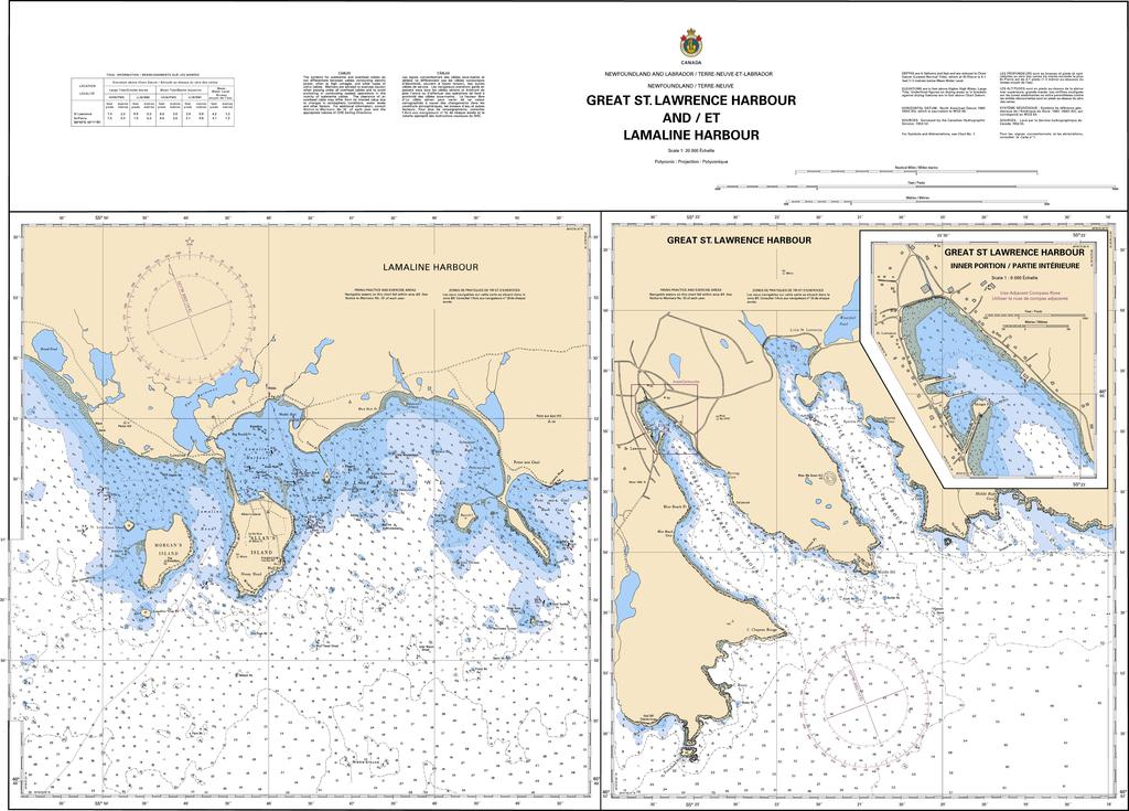 CHS Chart 4642: Great St. Lawrence Harbour and / et Lamaline Harbour