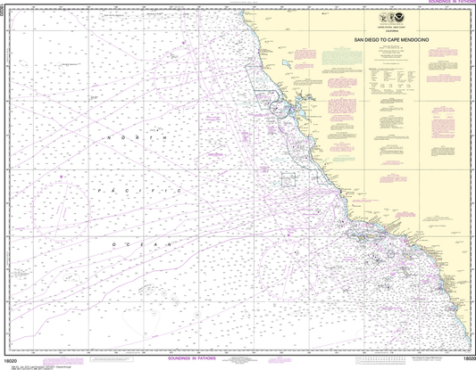 NOAA Chart 18020: San Diego to Cape Mendocino