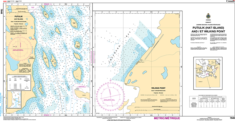 CHS Print-on-Demand Charts Canadian Waters-7646: Putulik (Hat Island) and/et Wilkins Point, CHS POD Chart-CHS7646