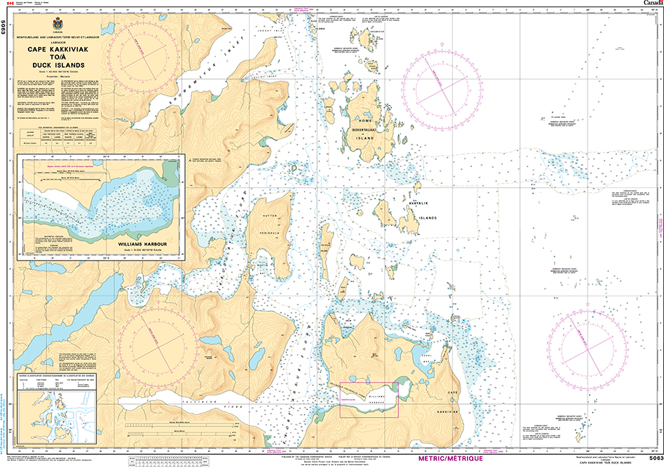 CHS Print-on-Demand Charts Canadian Waters-5063: Cape Kakkiviak to/ˆ Duck Islands, CHS POD Chart-CHS5063