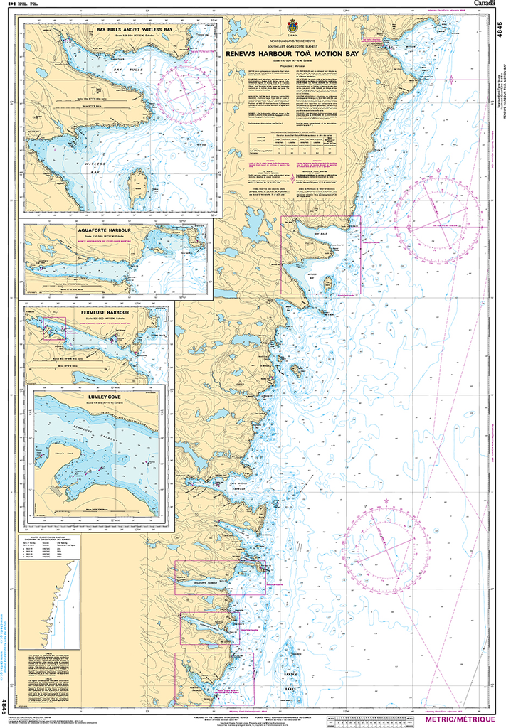 CHS Print-on-Demand Charts Canadian Waters-4845: Renews Harbour to/€ Motion Bay, CHS POD Chart-CHS4845