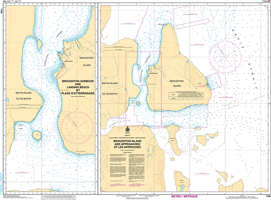CHS Print-on-Demand Charts Canadian Waters-7184: Broughton Island and Approaches/et les Approches, CHS POD Chart-CHS7184